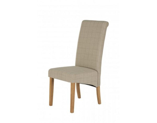 Carnaby Grey & Stone Fabric Dining Chair with Light Wood Legs