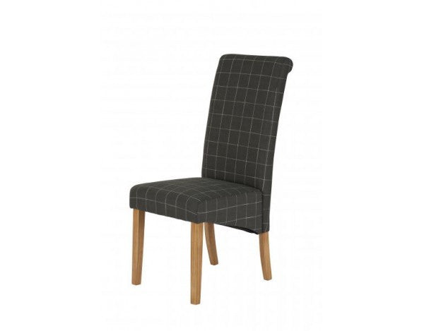 Carnaby Dark Grey & White Check Fabric Dining Chair