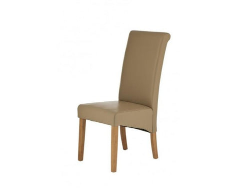 Carnaby Mocha Bonded Leather Dining Chair (Light Wood)