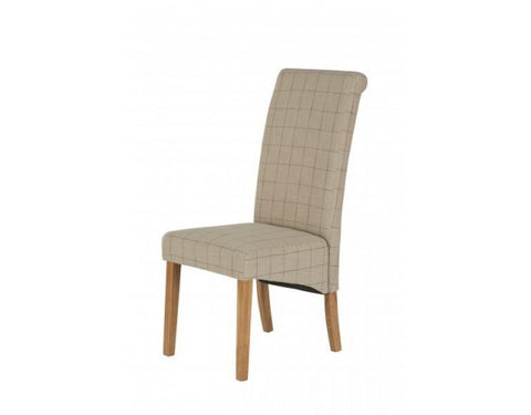 Carnaby Plum & Stone Check Fabric Dining Chair