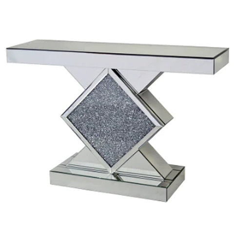Crushed Diamante Diamond Mirrored Console Table
