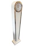 Round White Glass Art Deco Mirrored Long Case Grandmother Clock