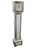 Square White Glass Art Deco Mirrored Long Case Grandmother Clock