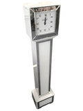 Square White Glass Art Deco Mirrored Long Case Grandmother Clock