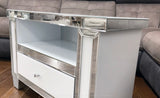Mirrored & White Glass Small TV Cabinet