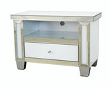Mirrored & White Glass Small TV Cabinet