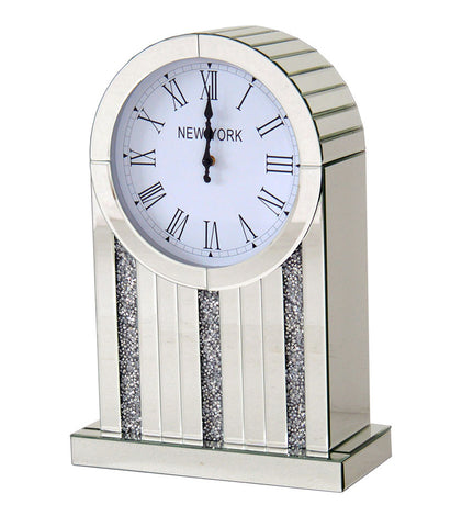 Rounded Diamante Mirrored Mantle Clock