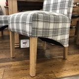 Weathered Oak Plaid Check Fabric Dining Chair