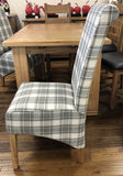 Weathered Oak Plaid Check Fabric Dining Chair