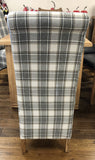 Weathered Oak Plaid Check Fabric Dining Chair