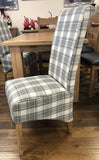 Weathered Oak Plaid Check Fabric Dining Chair