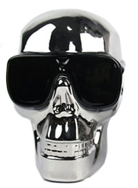 Silver Electroplated Medium Skull with Sunglasses Ornament