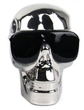 Silver Electroplated Small Skull with Sunglasses Ornament