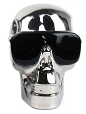 Silver Electroplated Small Skull with Sunglasses Ornament