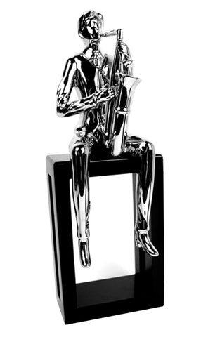 Silver Electroplated Man Playing Saxophone Ornament