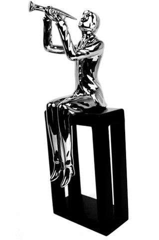 Silver Electroplated Man Playing Trumpet Ornament