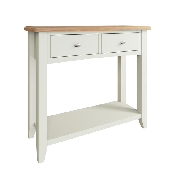 Fresh White with Oak Top Console Table