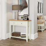 Fresh White with Oak Top Console Table