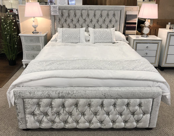 Crushed Velvet Diamante Crystal Bed Frame