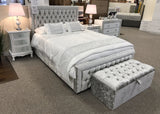 Crushed Velvet Diamante Crystal Bed Frame