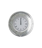 Crystal Decor Floating Mirrored Glass Crystal Jewel Gem Diamond Circular Circle Wall Analogue Clock