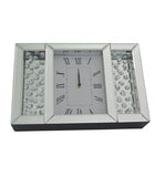 Crystal Decor Mirrored Glass Analogue White Face Floating Jewels Diamonds Mantle Clock