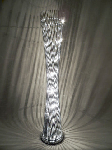 Diabolo Silver Twisted Tower Floor Lamp