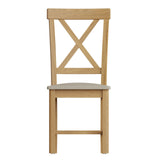 Oak & Hardwood Rustic Cross Back Dining Chair with Fabric Padded Seat
