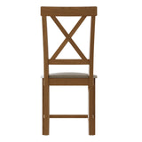 Oak & Hardwood Rustic Cross Back Dining Chair with Fabric Padded Seat