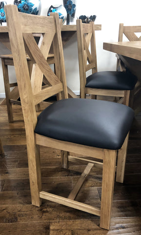 Maxi Oak Dining Chair with Chocolate Brown Faux Leather Seat