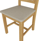 Oak & Hardwood Rustic Cross Back Dining Chair with Fabric Padded Seat