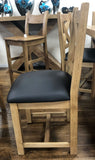 Maxi Oak Dining Chair with Chocolate Brown Faux Leather Seat