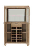 Warm Rustic Oak Effect Drinks Display Cabinet