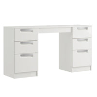 Milan High Gloss Double Dressing Table with 6 Drawers