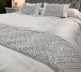 Shimmer White & Silver Diamante Sequin Duvet & Pillow Covers