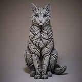 Sitting Cat Figurine Sculptured Ornament (White)
