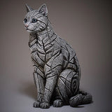 Sitting Cat Figurine Sculptured Ornament (White)