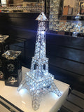 Small Clear Crystal Diamante LED Eiffel Tower Table Lamp