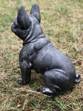 Charcoal Grey Metal Effect Sitting French Bulldog Garden Ornament