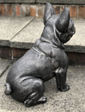 Charcoal Grey Metal Effect Sitting French Bulldog Garden Ornament