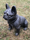 Charcoal Grey Metal Effect Sitting French Bulldog Garden Ornament