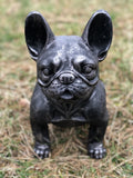 Charcoal Grey Metal Effect Sitting French Bulldog Garden Ornament