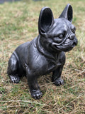 Charcoal Grey Metal Effect Sitting French Bulldog Garden Ornament