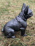 Charcoal Grey Metal Effect Sitting French Bulldog Garden Ornament