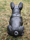 Charcoal Grey Metal Effect Sitting French Bulldog Garden Ornament