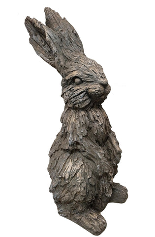 Wood Effect Standing Rabbit Garden Ornament