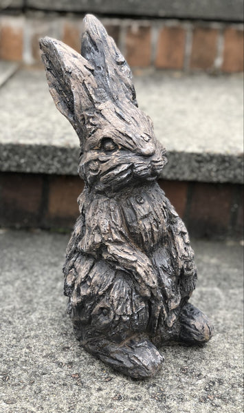 Wood Effect Baby Bunny Rabbit Garden Ornament