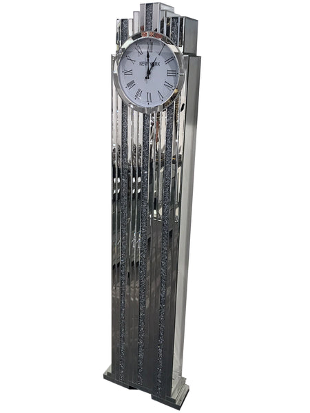 New York Diamante Art Deco Mirrored Grandfather Clock