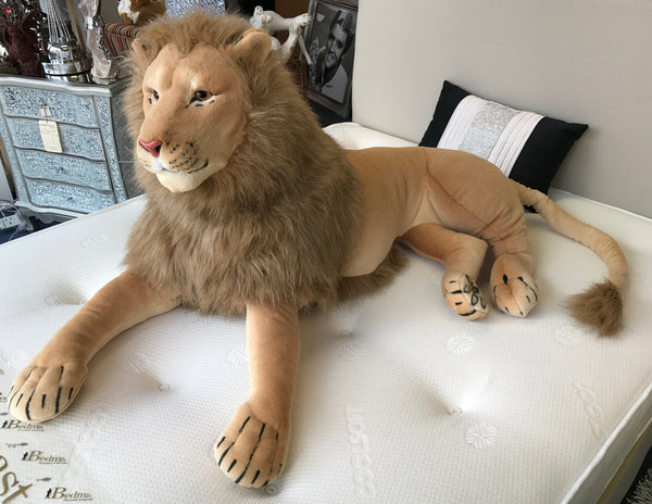 Large Lion with Fur Mane and tail soft toy