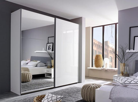 Berry Sliding Door Mirrored Wardrobe - White or Grey